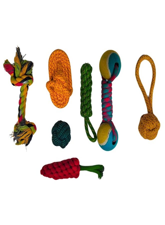 PETS EMPIRE Dog Chew Toy Dog Toys with Knots Combo of 7 Ropes All Puppy Breeds & Aggressive Chewers, Teething Rope, Fetching Toy for Interactive Play and Training - Image 1